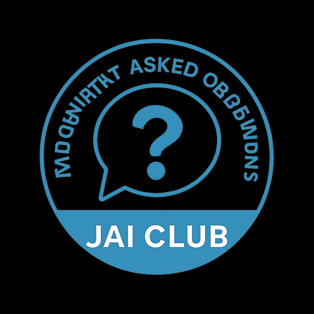A simple badge design for 'Frequently Asked Questions Jai Club'.