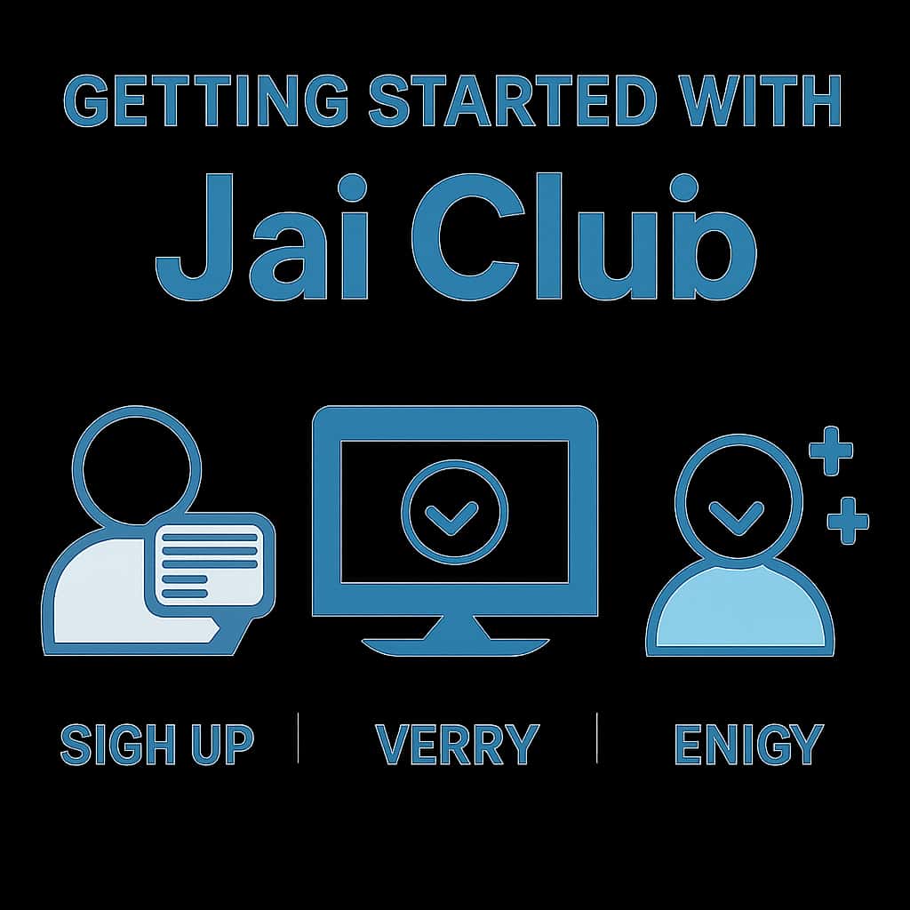 An illustration describing the steps to get started with Jai Club.