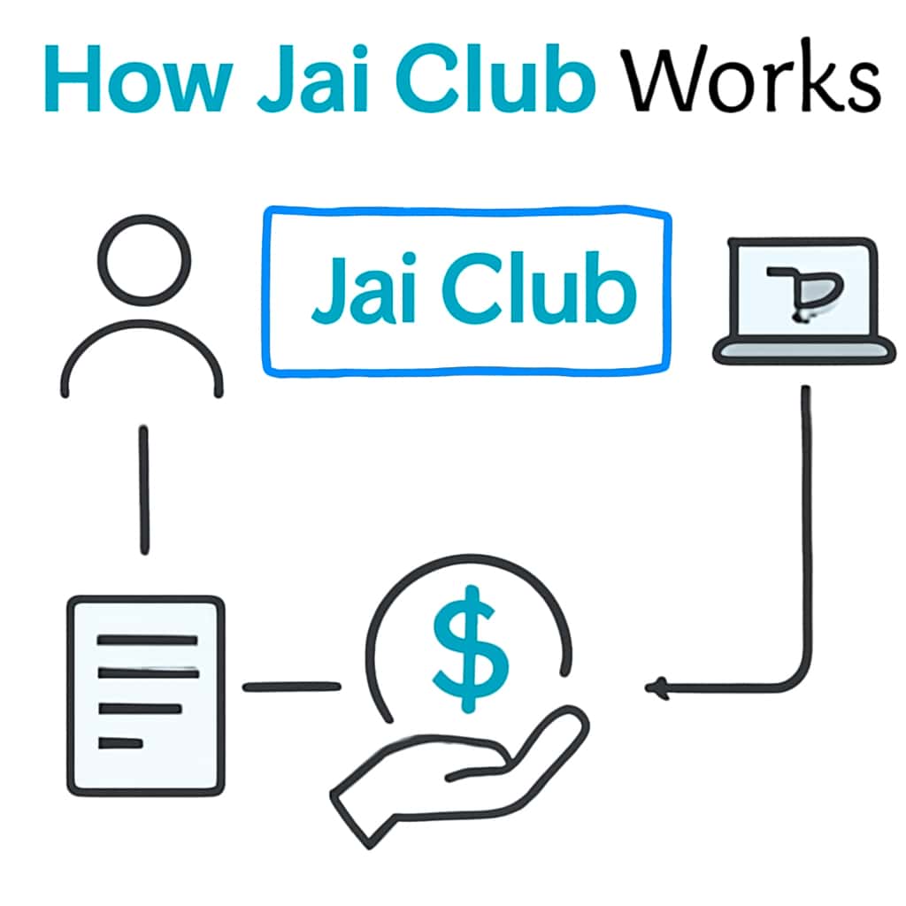 An illustration detailing the functionalities of Jai Club.