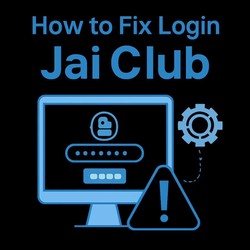 An educational diagram outlining steps to fix login issues for Jai Club.