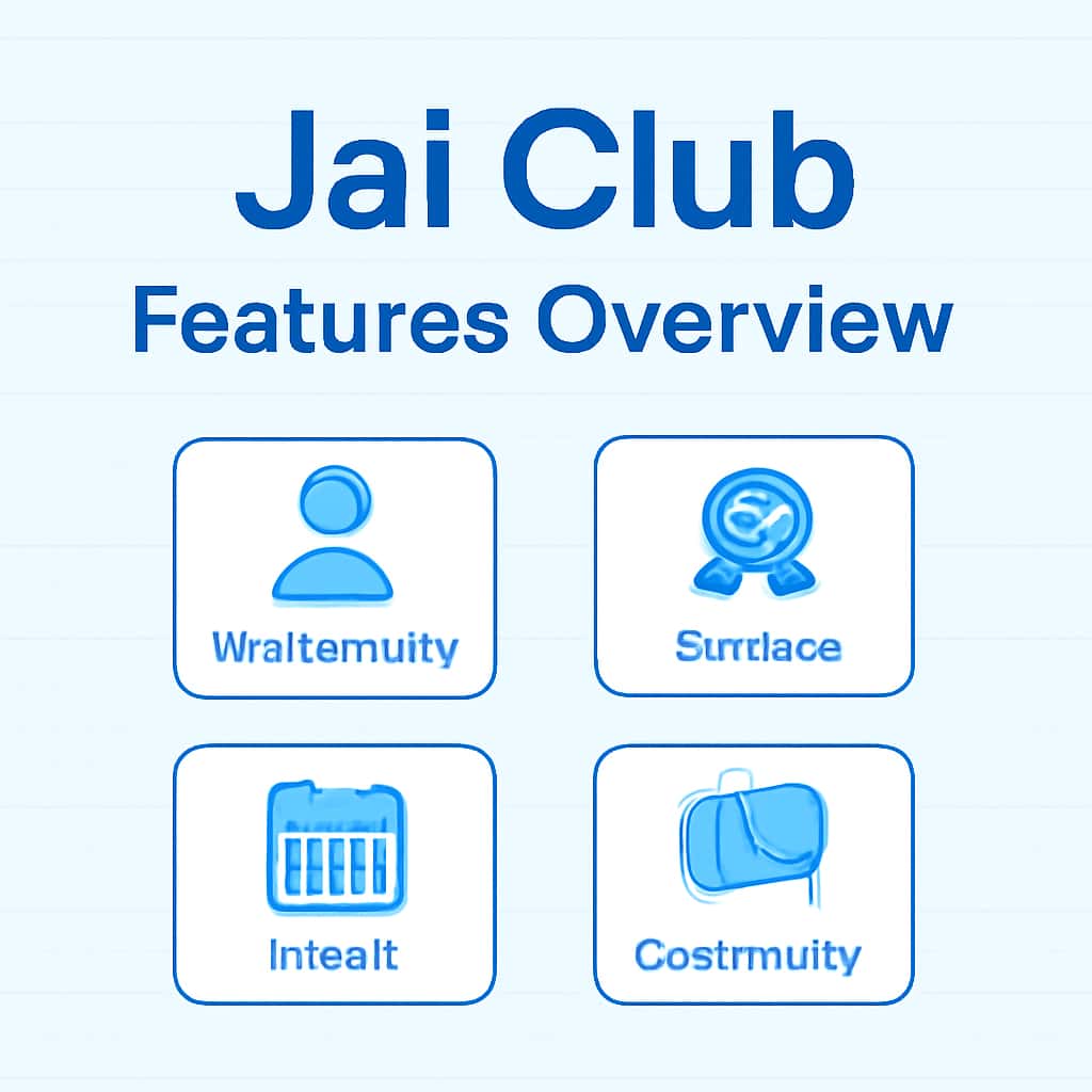 Illustration depicting the key features of Jai Club.